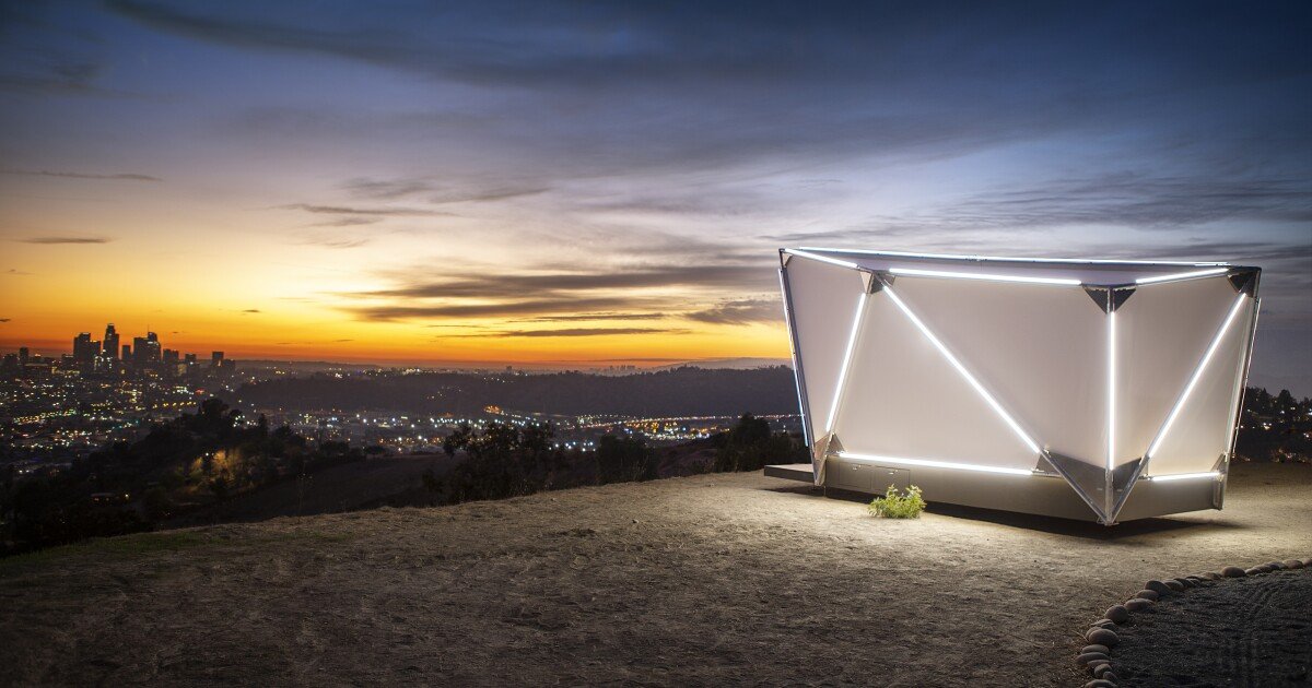 Off-grid fabric monolith glamps outside city limits and beyond
