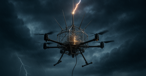 Faraday-caged drone triggers and directs lightning strikes