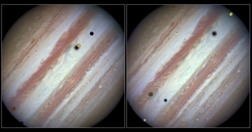 Hubble captures rare image of triple Jupiter transit