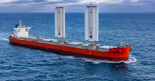 Winged cargo ship saves three tonnes of fuel per day on first voyage
