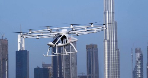 Volocopter flying taxi takes unmanned flight over Dubai