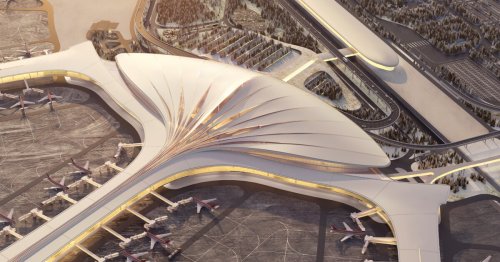 Airport terminal's feather-like form designed to sooth weary travelers