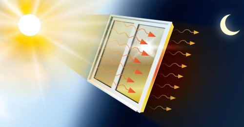 Cooling/heating window film captures and releases solar energy