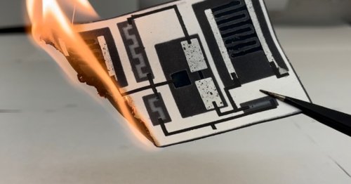 Single-use paper circuit board can be burnt to ash when discarded