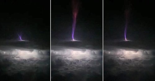 "Gigantic jet" lightning blasts record-breaking bolt upwards into space