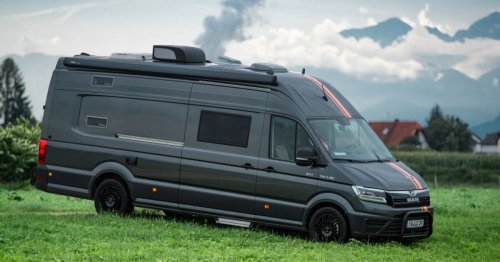 Landyacht camper van has high-sea luxury up front, toy garage in back