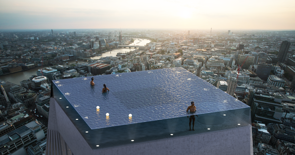 World's first 360-degree infinity pool would top a 55-story tower in London