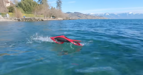 Sleek scale-model hydroplane rises and rides on the water in new video