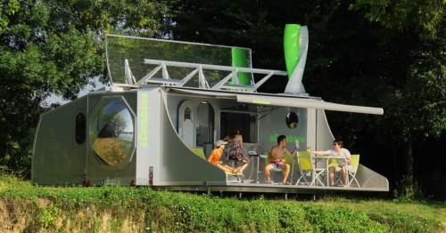 Collapsible, rotating caravan harnesses solar and wind for efficient off-grid living