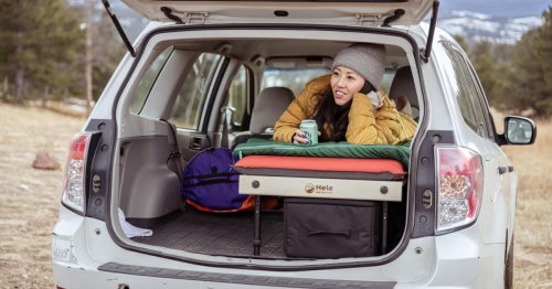 25-lb bagged RV unloads into multifunctional camper wagon setup