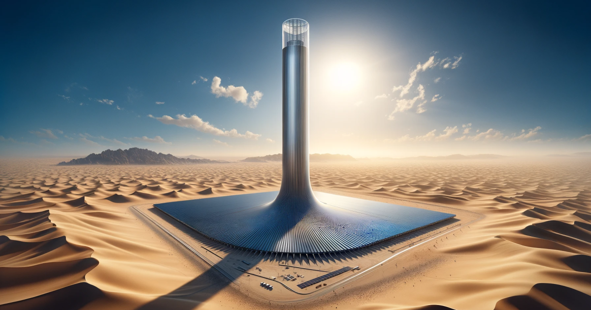Double-action solar tower promises clean energy all day and night