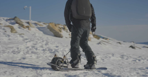 Electric snowboard nullifies gravity to motor over the flatlands
