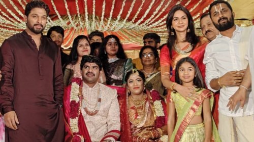 Allu Arjun Makes Stylish Appearance With Wife Sneha And Daughter Arha At A Family Wedding, Pics Go Viral