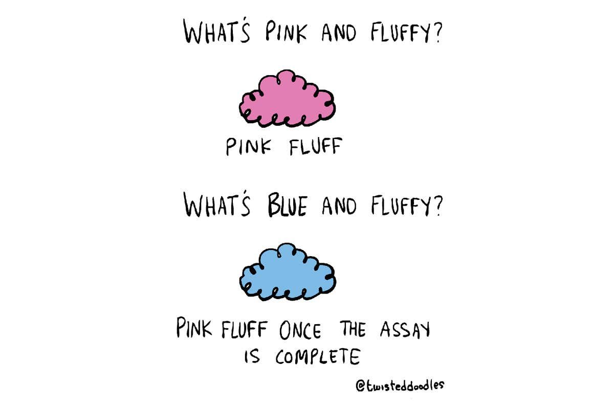 Twisteddoodles asks what is blue and fluffy?