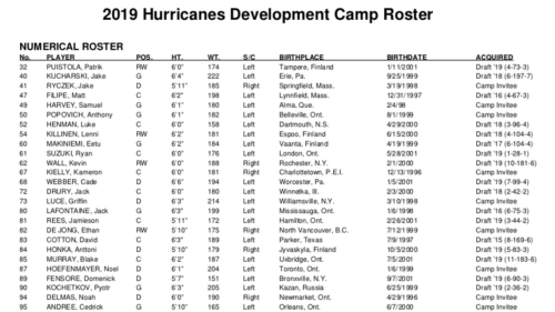 Suzuki among 26 players in Canes’ prospects camp