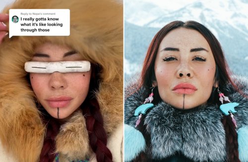 Inuit Woman's Incredible View Through Traditional Snow Blinders Seen by 39M