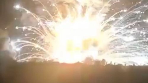 Watch: Massive Explosion as Russian Ammo Warehouse Hit in Donetsk Region