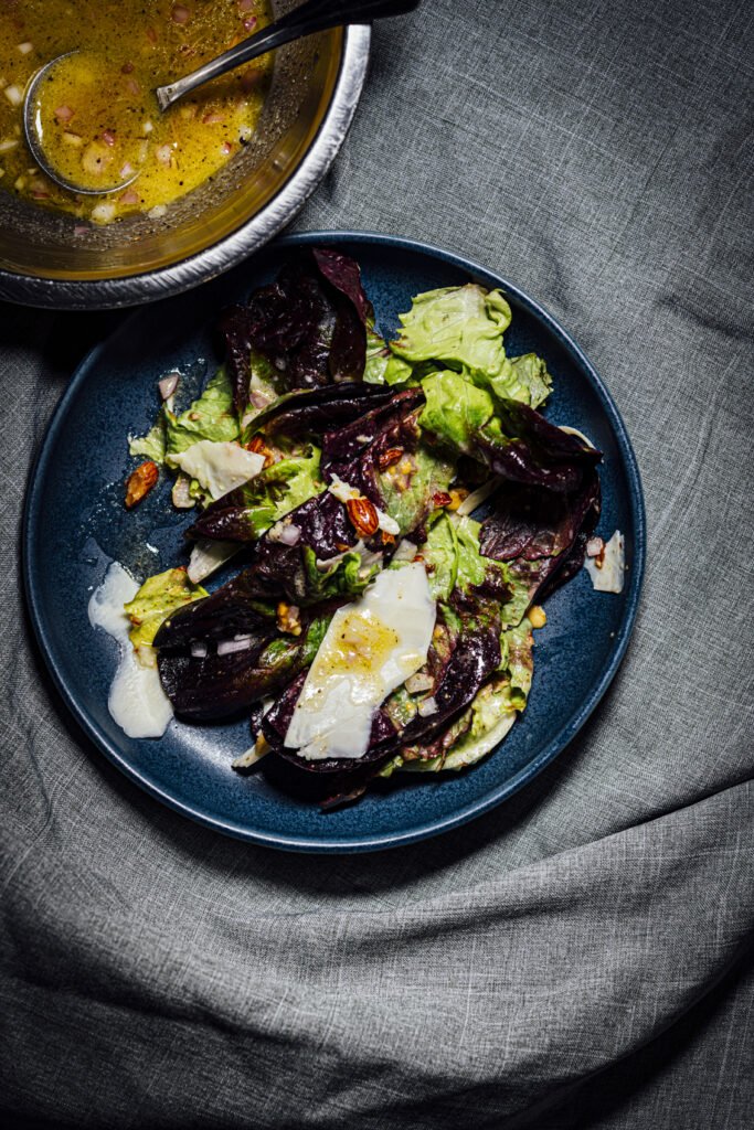 Lettuce Salad with Smoked Almonds, Dates, and Shallot Vinaigrette | Everyday Flavor | Nik Sharma Cooks