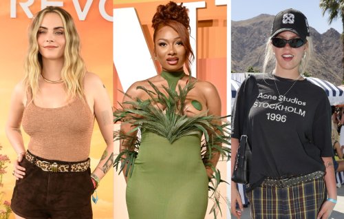 Cara Delevingne and Renée Rapp act as “Lesbian Bodyodyguards” for Megan Thee Stallion at Coachella