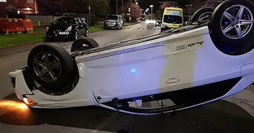 Car flips on its roof after crash on busy Aspley road