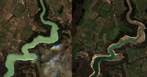 Visualisez l’évolution dramatique de la sécheresse dans les lacs français depuis un an, vue du ciel