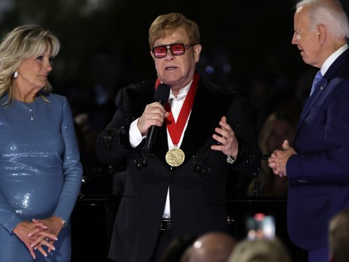 Elton John was moved to tears by a surprise award from President Biden