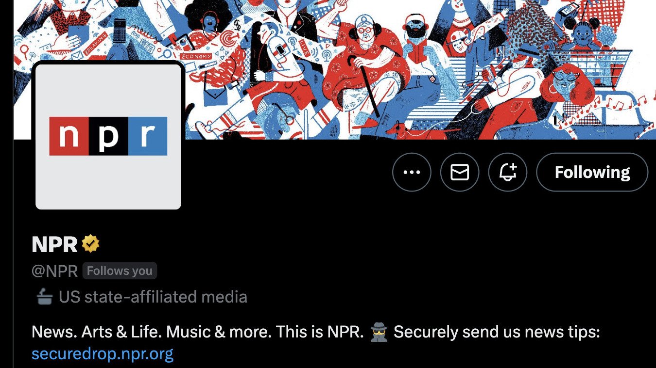 Twitter labels NPR's account as 'state-affiliated media,' which is untrue