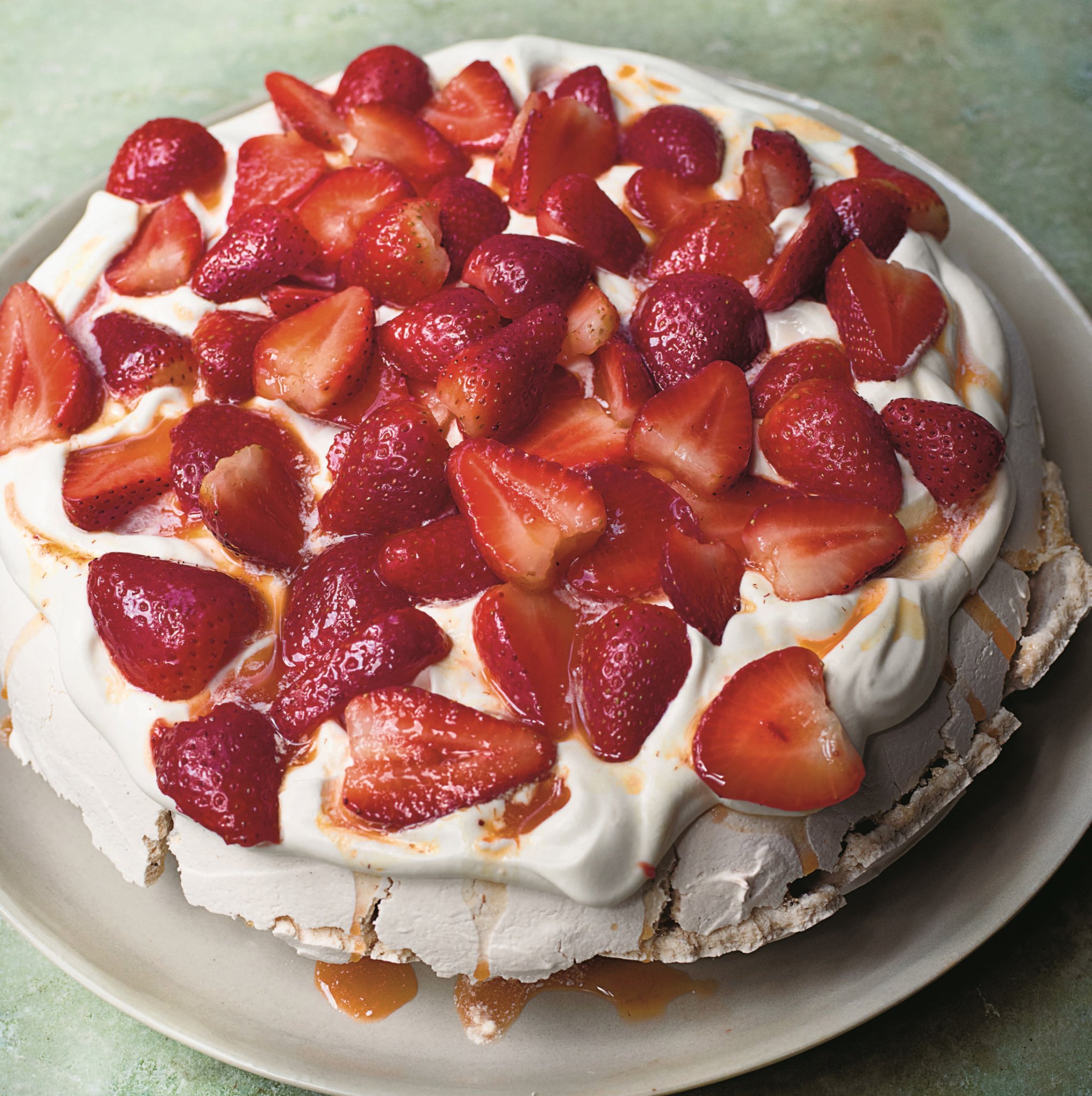Rose and Pepper Pavlova with Strawberries and Passionfruit