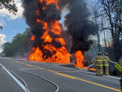 Hwy 23 in Madison Co. shut down due to fuel tanker in flames