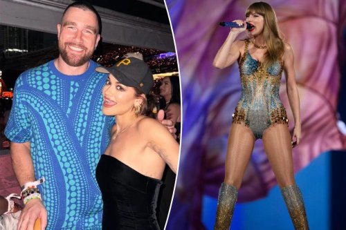 Travis Kelce takes in girlfriend Taylor Swift’s Eras Tour show with Rita Ora