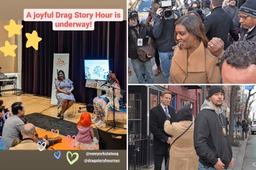 AG Letitia James’ ‘Drag Story Hour’ draws over 100 supporters, protesters, cops, even NYC Council guards