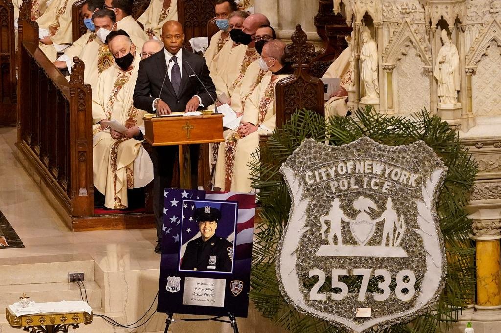 Mayor Eric Adams delivers eulogy for fallen NYPD cop Jason Rivera