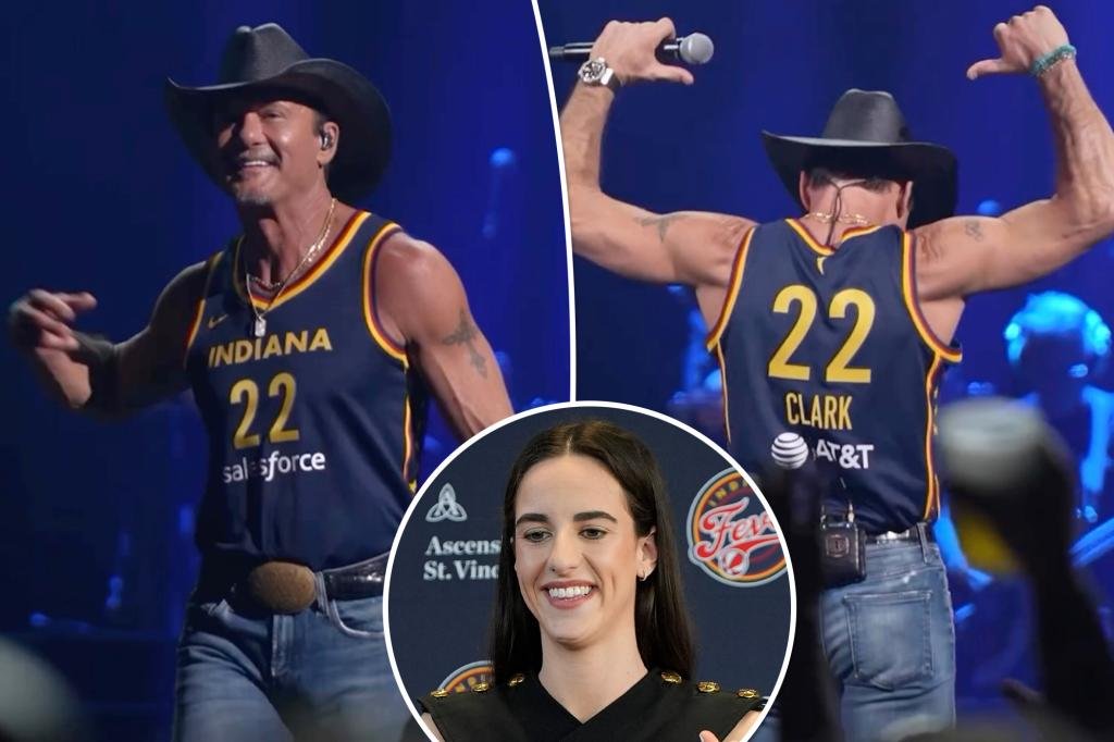 Tim McGraw honors Caitlin Clark by wearing Indiana Fever jersey at concert
