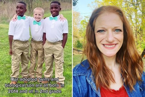 Mom raises her adopted twins, biological son as triplets
