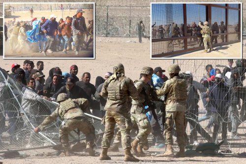 Nine migrants who stormed El Paso border, assaulted National Guard troops in wild caught-on-camera scene charged with assault, inciting a riot
