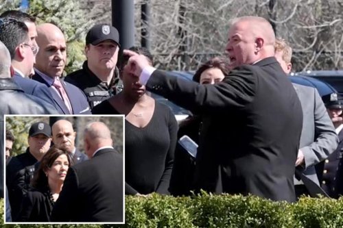 Gov. Hochul leaves wake for slain NYPD Officer Jonathan Diller after confrontation
