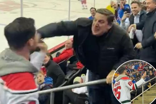 Head-butting Devils fan ignites wild brawl with Rangers fan