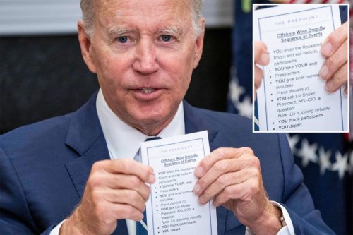‘YOU take YOUR seat’: Very specific cheat sheet reminds Biden how to act
