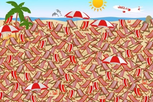 Good luck finding the hidden skis in this beach illusion in under 28 seconds
