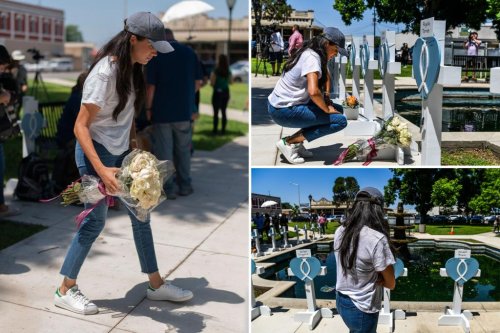 Meghan Markle visits Uvalde to lay roses at Texas school shooting memorial