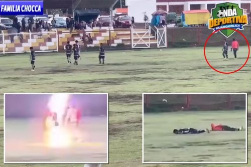 Lightning strike kills Peruvian soccer player during live TV match in distressing scene