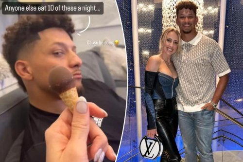 Patrick Mahomes’ wife Brittany teases QB over offseason diet: ‘Anyone else eat 10 of these a night’