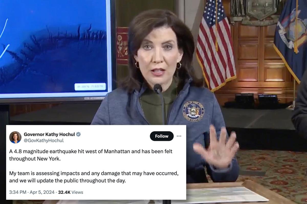 Hochul dragged for referring to New Jersey as ‘west of Manhattan’ in earthquake statement: ‘Fighting words’