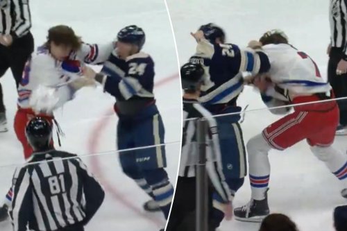 Rangers’ Matt Rempe in bloody fight with Blue Jackets forward as rookie is challenged again