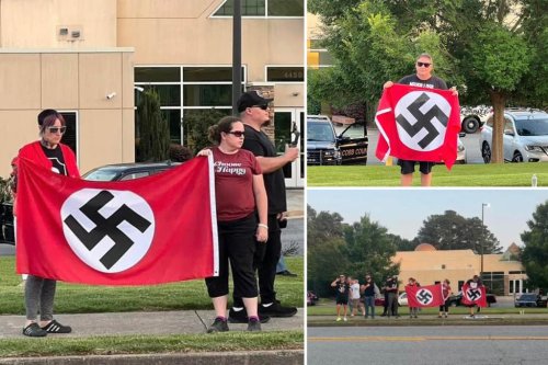 Neo-Nazi seen waving swastika flags outside multiple Georgia synagogues ...