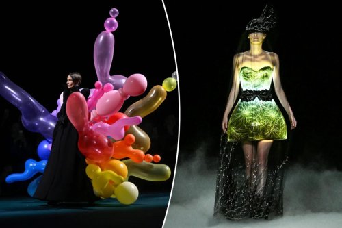 Prix fixe fashion! Couture adjusts for inflation as high-end designers create dresses made of balloons, hay and ripped denim