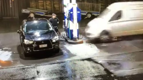 'Impaired driver': Video shows moment man dodges death at petrol pump