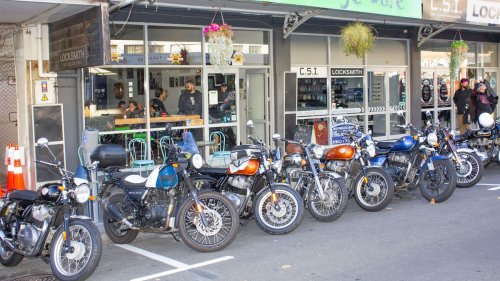 Royal Enfield riders from around the North Island join Whanganui owners
