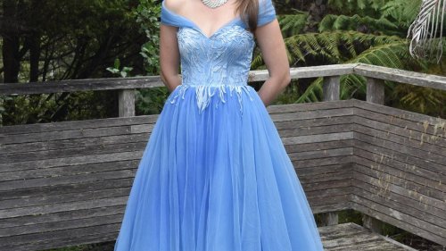 School ball season: Student dyes Trade Me wedding dress blue for Cinderella look