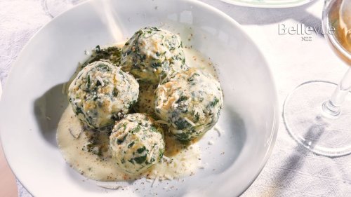 Spinat-Gnudi mit Zitronenmelissensauce